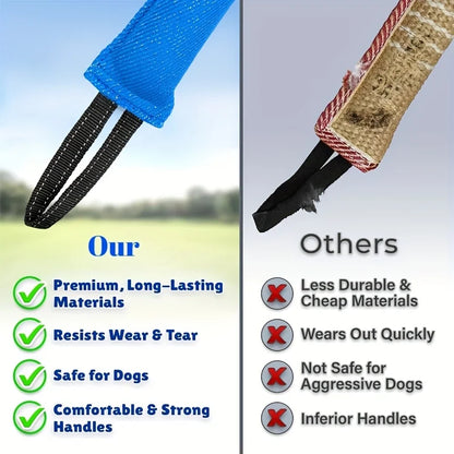 Dog Bite Tug of War Toy, a durable rally toy with 2 soft and sturdy handles,  perfect for tug of war, and puppy training